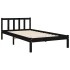 Estructura de cama con cabecero madera maciza negro 90x190