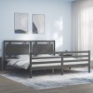 Estructura de cama con cabecero madera maciza gris 200x200 cm