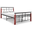 Estructura de cama metal y madera maciza de roble 130x200 cm