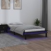 Estructura de cama con LED madera maciza negra 90x200 cm