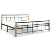 Estructura de cama metal y madera maciza de roble 200x200 cm